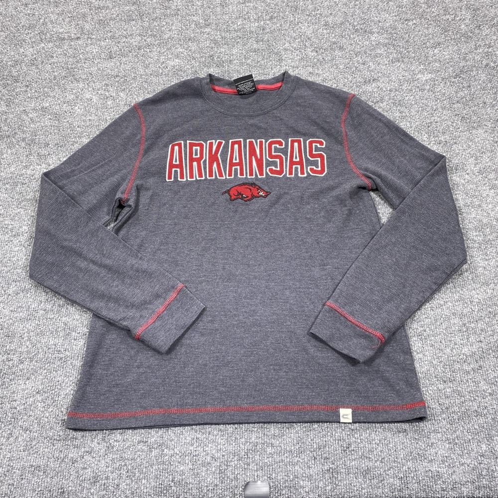 Arkansas Razorbacks Sweater Mens Large Gray Waffle-Knit Colosseum Crewneck